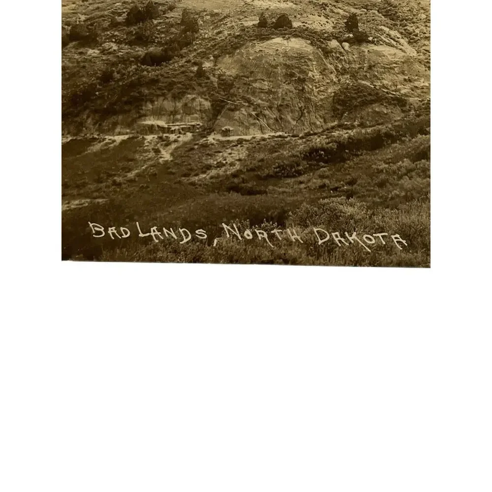 Vintage 1930 Ephemera RPPC Postcard Souvenir Badlands North Dakota Aerial View